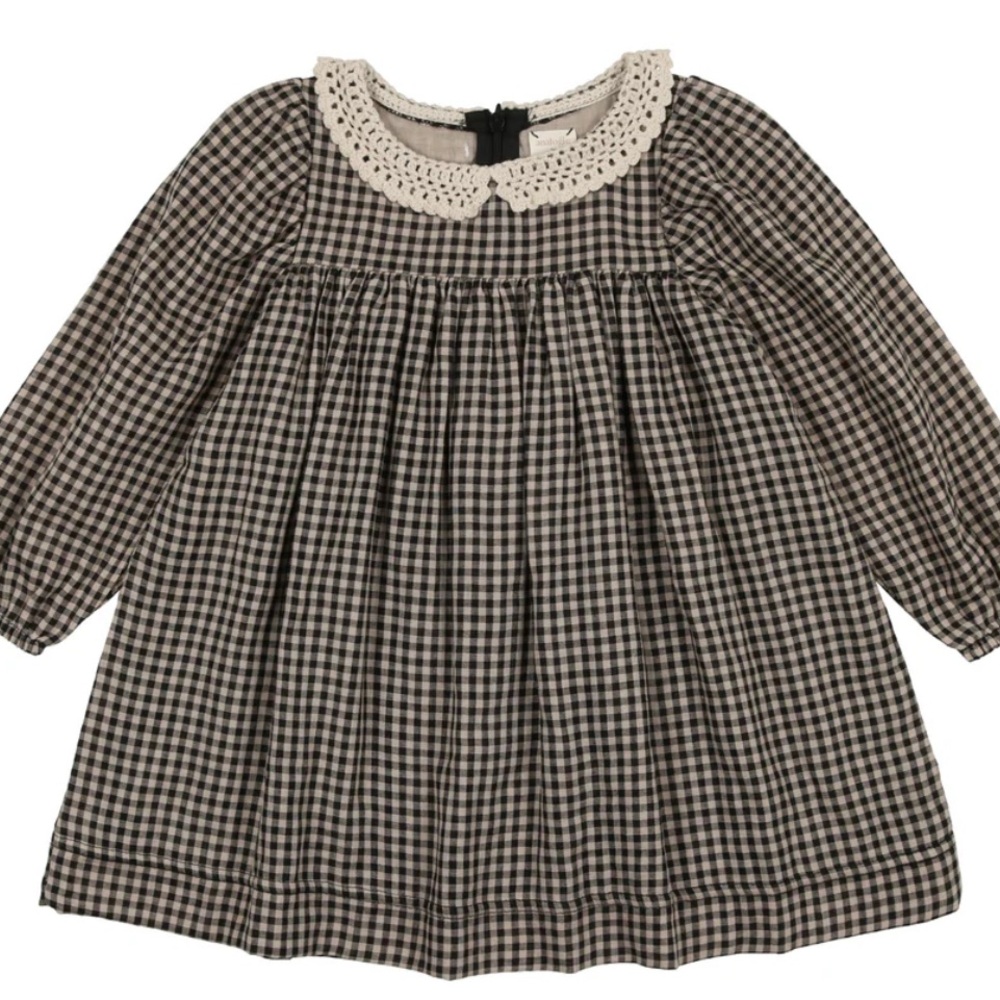 Gingham Lace Collar Girl Dress